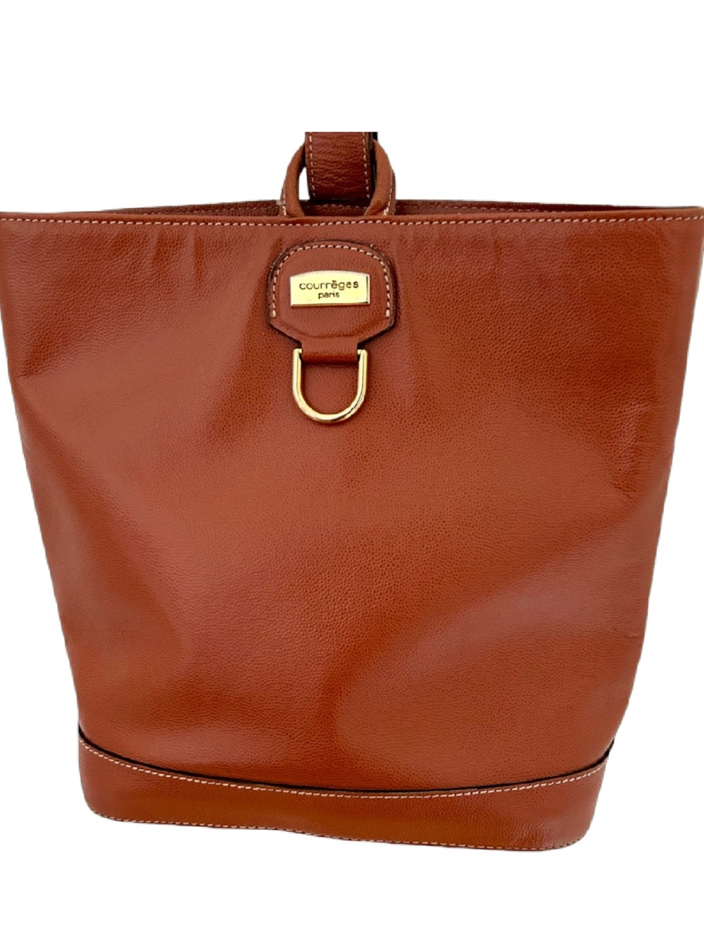 Rare Vintage Courrèges Paris Brown Leather Shoulder Bag Made in France